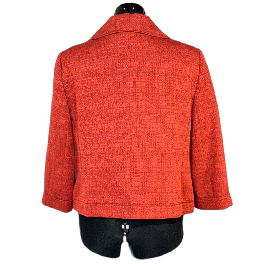 Le Suit Rust Red Cropped Tweed Jacket - Picture 3 of 6